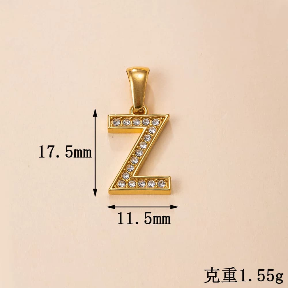 นำเข้าเครื่องประดับ — Cross-border สแตนเลส 26 ตัวอักษรจี้ 18 K Gold Plated สร้อยคอผู้หญิงเครื่องประดับเพชรไม่ซีดจาง DIY จี้อุปกรณ์เสริม