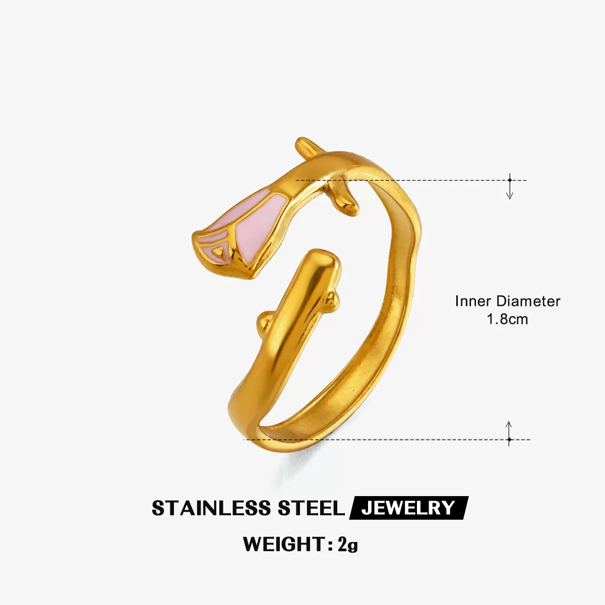 นำเข้าเครื่องประดับ — INS ใหม่สแตนเลส 18 K Gold-Plated Oil DROP แหวนดอกไม้,อารมณ์หวาน,บุคลิกภาพและอเนกประสงค์ TITANIUM Steel Rose แหวน